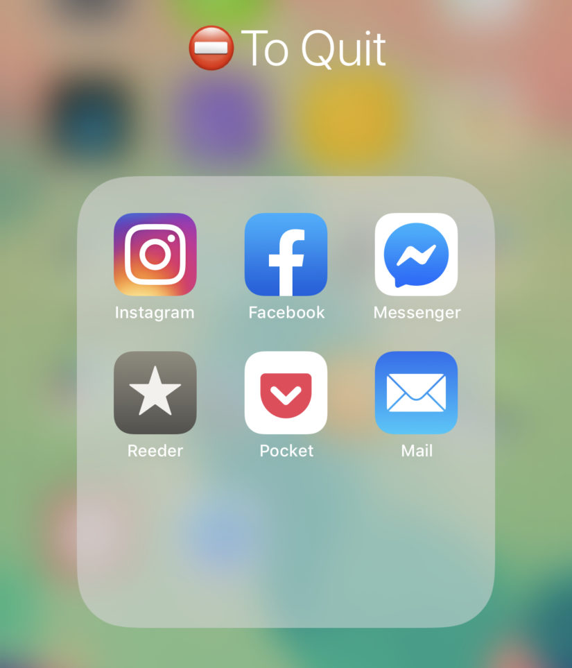 Screenshot of my iOS “to quit” folder, containing a handful of silo apps